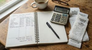 Budget Meal Planning for a Family of 4: A Practical Weekly Approach 2 Household notebook showing a weekly grocery budget for a family of fou