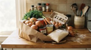 Cheap Meal Plan for Two People a Week (7 Day Plan and Grocery List) 2 Seven day sample meal plan for two people written on a weekly planner
