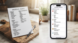 How to Use AI to Plan Your Weekly Meals: A 2026 Guide 3 Grocery list organized by store section generated with the help of an AI tool