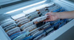 Organized freezer used as an active tool for zero waste meal planning