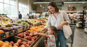 Family Meal Planning for Picky Eaters: A Practical Weekly System That Reduces Mealtime Stress 2 Parent and child grocery shopping together for family meal planning