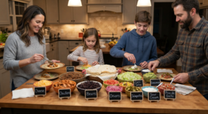 Build your own taco station designed for family meal planning with picky eaters.