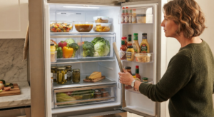 Meal Planning for Beginners Step by Step: A Complete Starter Framework 2 Person checking refrigerator contents before starting a beginner meal plan