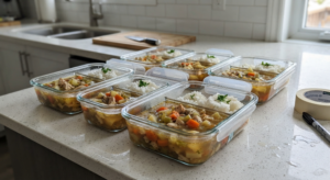 Meal Planning for One Person on a Budget: A Realistic Weekly System 2 Batch cooked meal portions in containers ready for the freezer