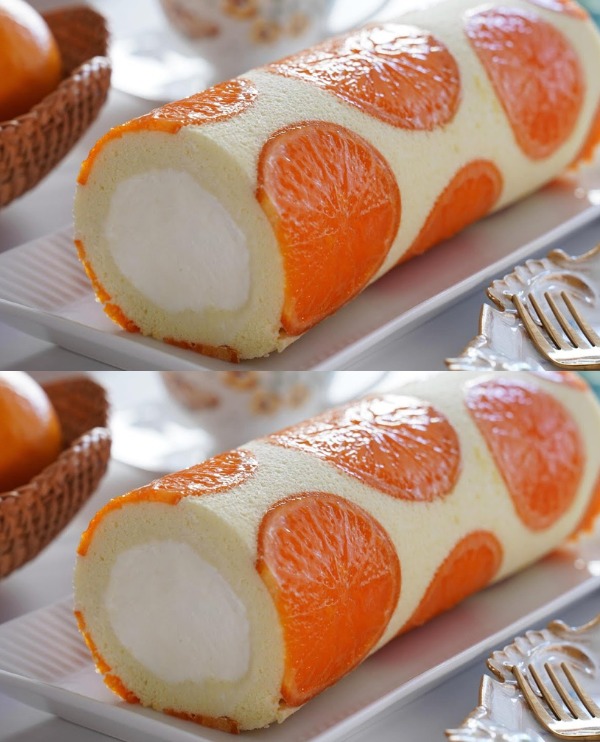 Beautiful and Delicious Orange Roll Cake