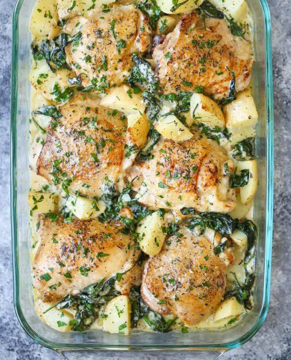 Chicken and Potatoes with Garlic Parmesan Cream Sauce