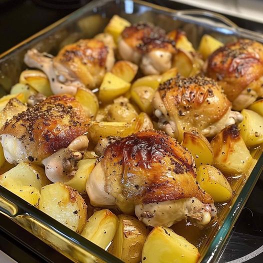 Succulent Garlic Roasted Chicken with Yukon Gold Potatoes