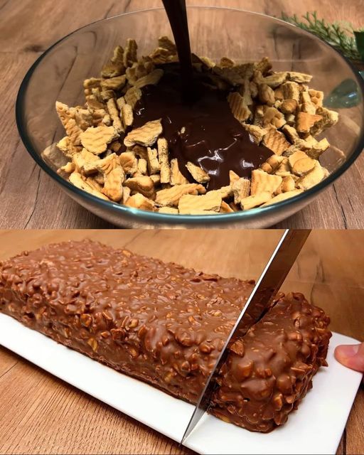 Chocolate Biscuit Cake with Roasted Peanuts