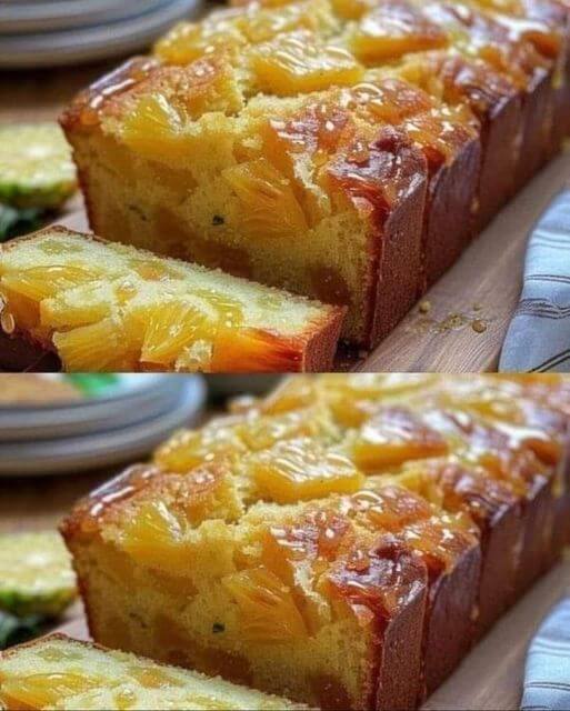 Delectable fruit cake turned upside down