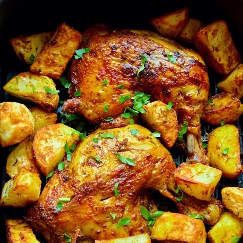 Chicken Leg Quarters with Shawarma Spices in Air Fryer 1