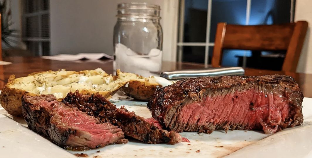 Garlic Butter With Sirloin Steaks In The Fryer