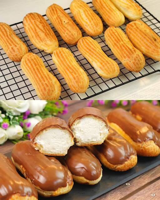 Classic Choux Pastry with Cream Filling and Chocolate Glaze 1 Classic Choux Pastry with Cream Filling and Chocolate Glaze