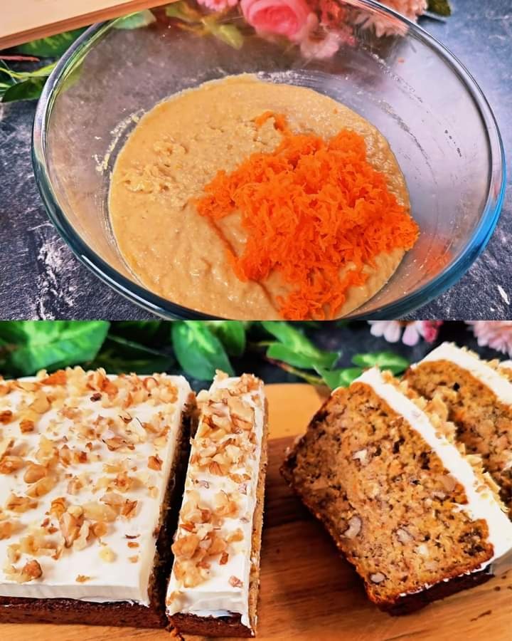 Banana Carrot Cake Loaf with Cream Cheese Frosting 1 Banana Carrot Cake Loaf with Cream Cheese Frosting