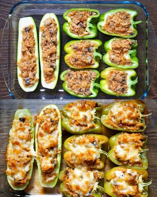 Stuffed Zucchini and Peppers with Bulgur and Mushrooms 1 Stuffed Zucchini and Peppers with Bulgur and Mushrooms