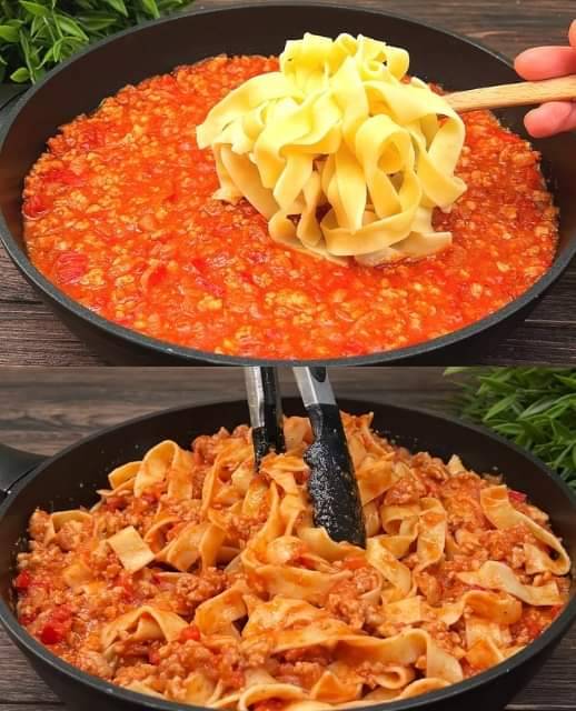Tagliatelle with Hearty Meat and Tomato Sauce