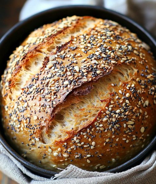 The Ultimate No-Knead Seeded Sourdough Bread: A Rustic Delight 1 The Ultimate No-Knead Seeded Sourdough Bread: A Rustic Delight