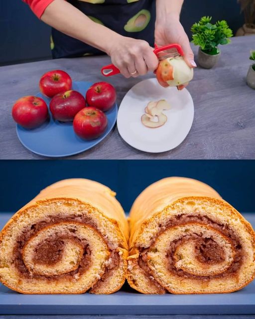 Fluffy Apple Cinnamon Swiss Roll 1 Fluffy Apple Cinnamon Swiss Roll