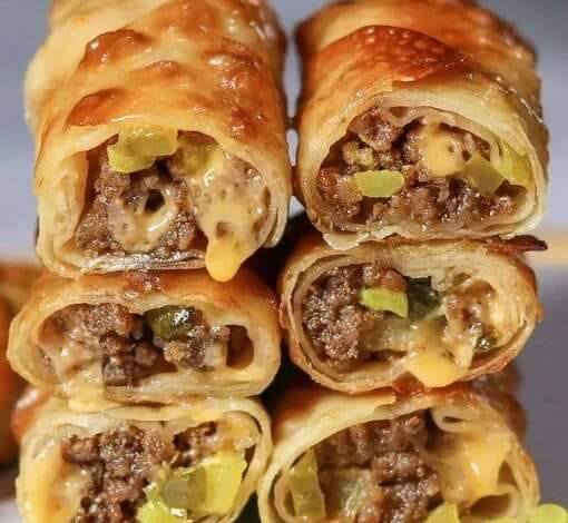 Rolls of cheeseburger eggs in an air fryer 1