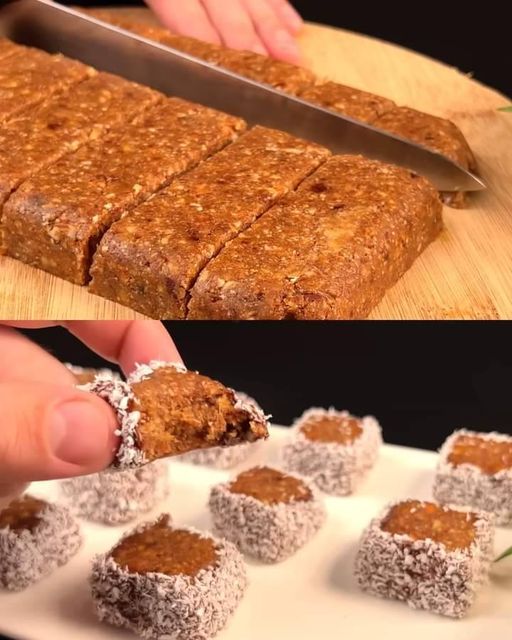 Date and Nut Energy Bars with Chocolate and Coconut Coating 1 Date and Nut Energy Bars with Chocolate and Coconut Coating