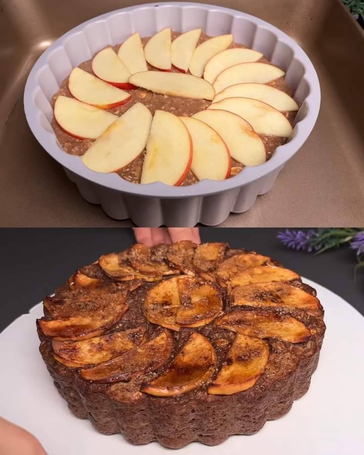 Oatmeal Chocolate Banana Cake with Apple Topping 1 Oatmeal Chocolate Banana Cake with Apple Topping