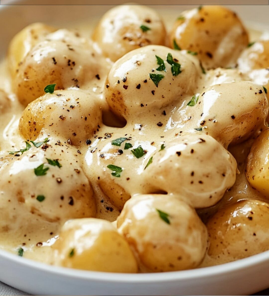Creamy Garlic Sauce Baby Potatoes 1