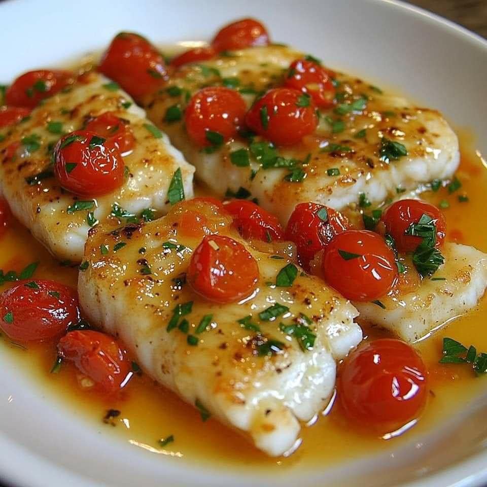 Cod with Lemon Butter Sauce and Tomato 1