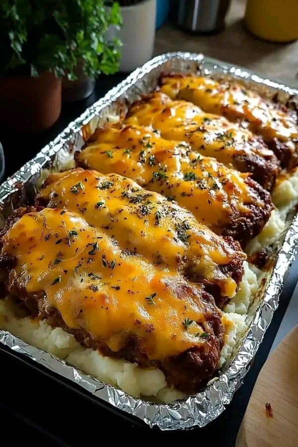 Mashed Potatoes with Cheesy Meatloaf 1