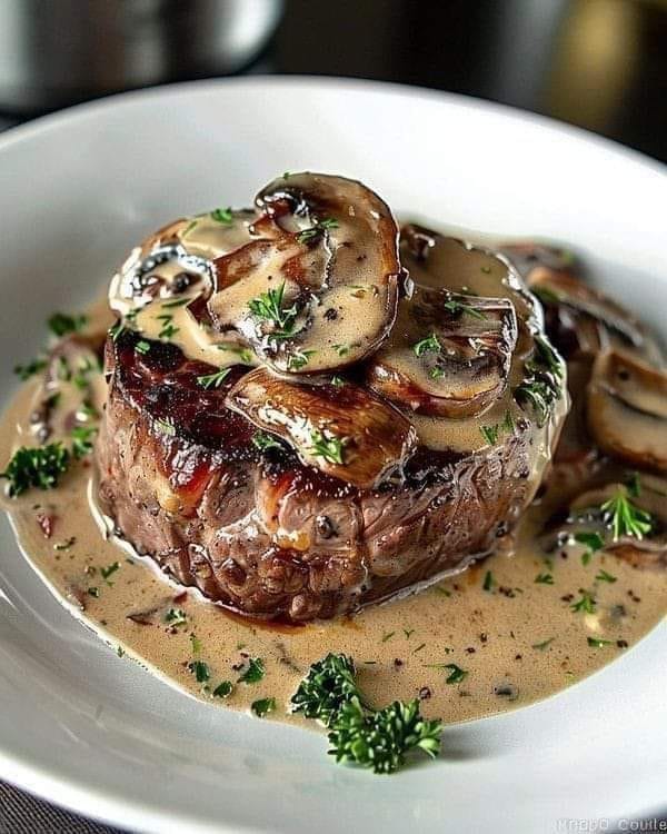 Filet Mignon With Sauce Made From Mushrooms