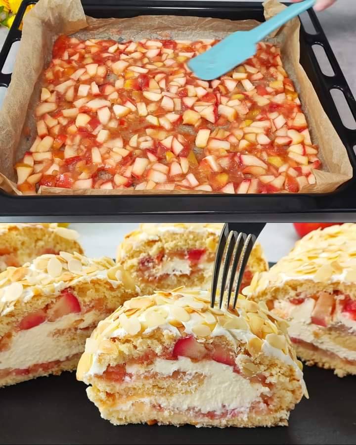 Caramelized Apple Cake with Cream Cheese Frosting and Almonds Recipe 1 Caramelized Apple Cake with Cream Cheese Frosting and Almonds Recipe