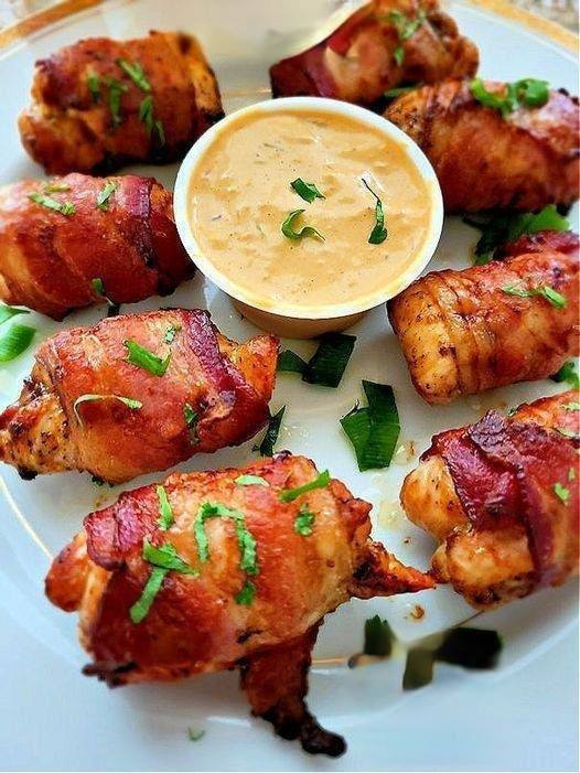 Air Fryer Bacon Wrapped Chicken Bites 1
