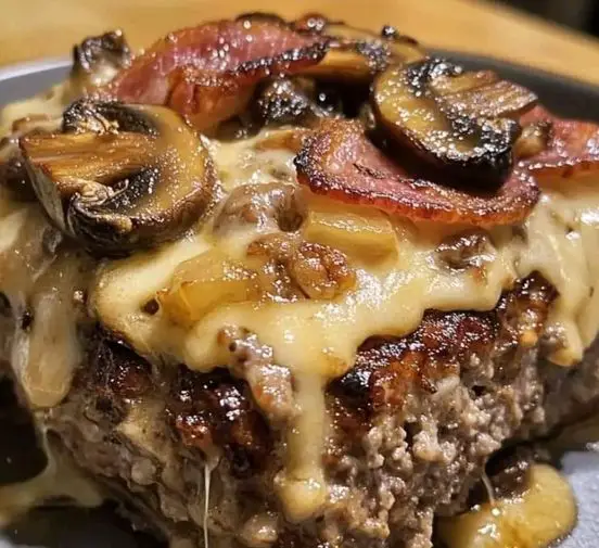 Bacon Mushroom Swiss Cheese Meatloaf 1