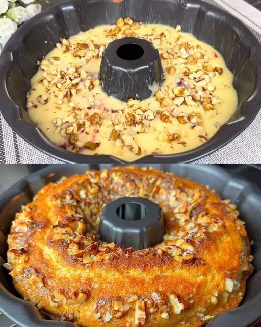 Simple Jam and Walnut Cake 1 Simple Jam and Walnut Cake