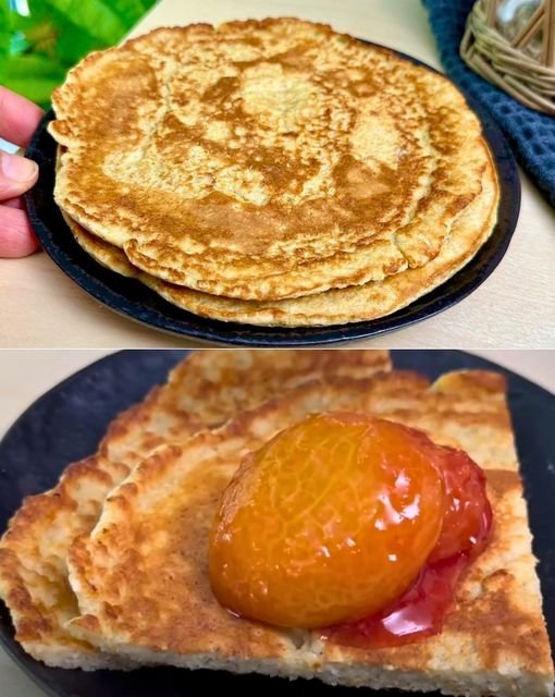 Oatmeal Pancakes with Plum Compote 1 Oatmeal Pancakes with Plum Compote