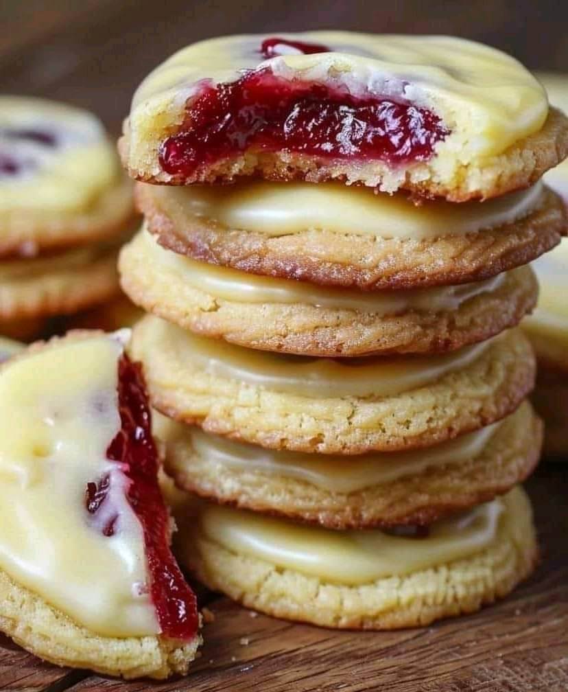 Lemon Glazed Raspberry Thumbprint Cookies 1