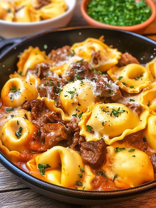 Cheesesteak Tortellini in Rich Provolone Sauce Recipe 1