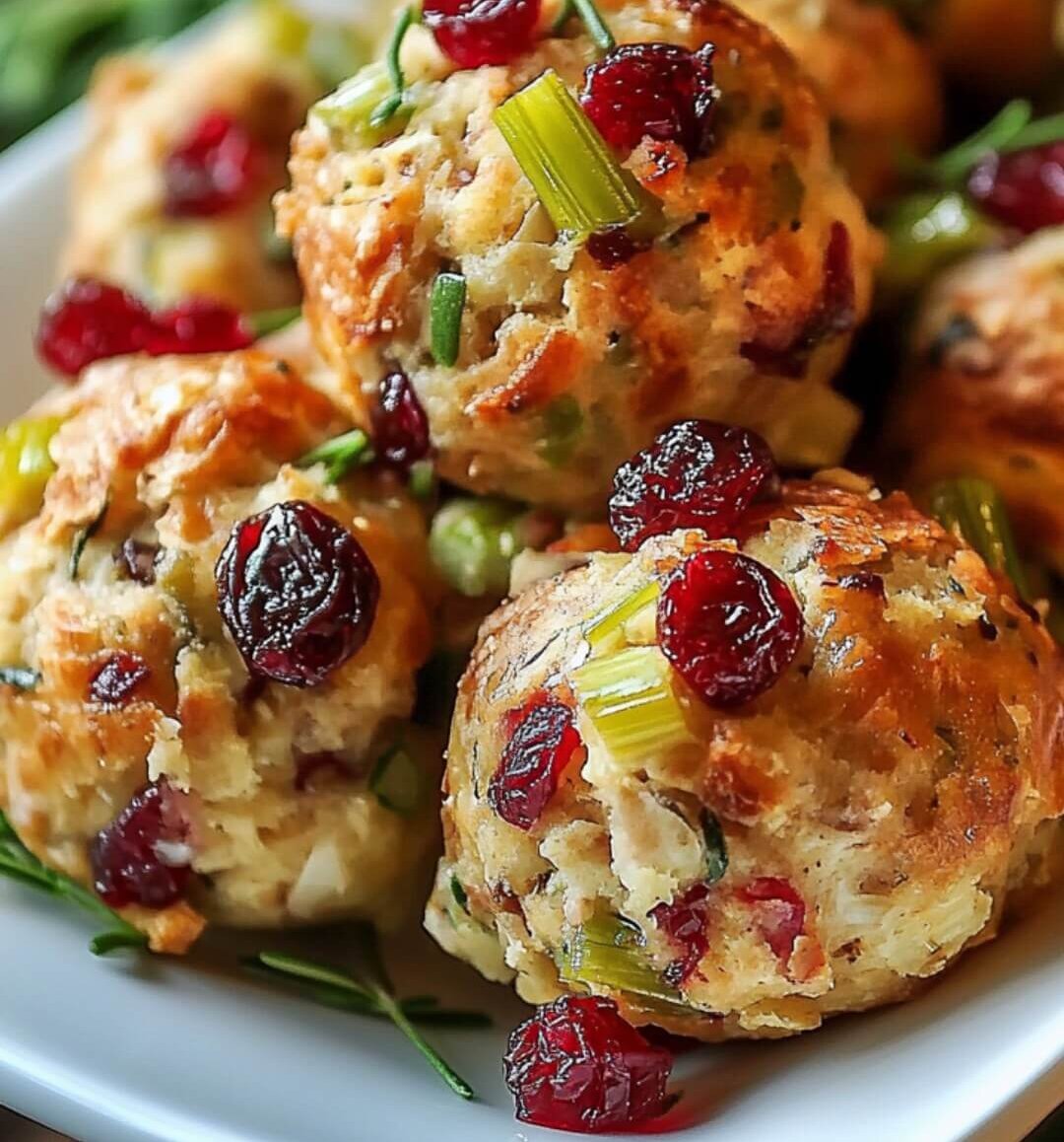 Festive Cranberry Turkey Stuffing Balls 3