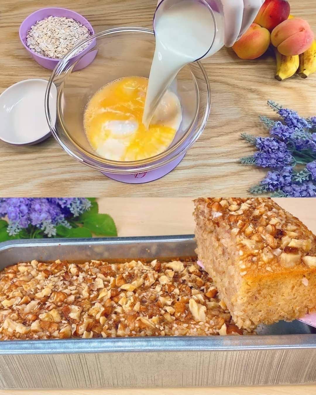 Flourless and Sugar-Free Peach Banana Oatmeal Cake 1 Flourless and Sugar-Free Peach Banana Oatmeal Cake
