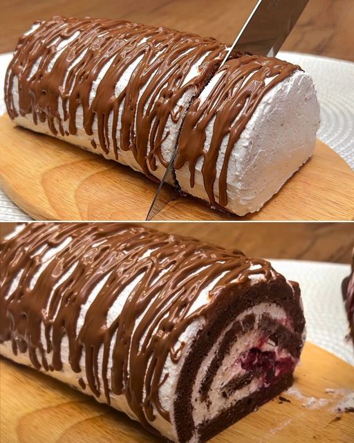 10-Minute Christmas Cherry-Chocolate Swiss Roll 1 10-Minute Christmas Cherry-Chocolate Swiss Roll