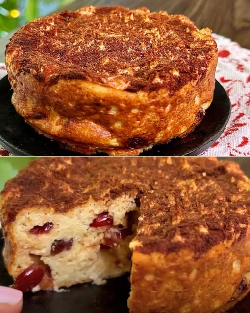 Baked Cottage Cheese and Oatmeal Cake with Cranberries