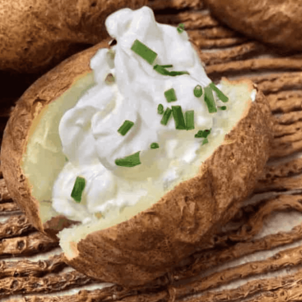 Air Fryer Roasted Baked Potatoes With Sour Cream And Chives
