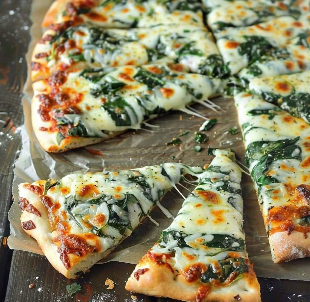 Greek Roasted Garlic Spinach White Pizza 1
