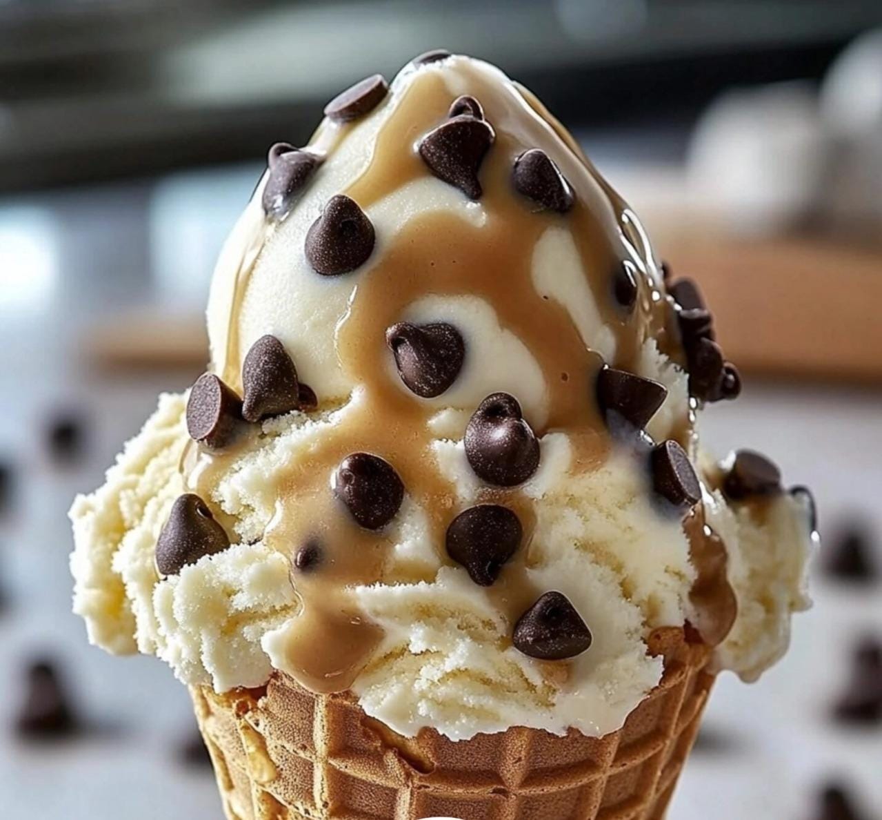 Cookie Dough Ice Cream Cone with Chocolate Chips 8