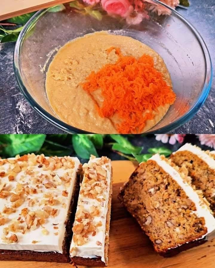 Banana Carrot Cake Loaf with Cream Cheese Frosting 1 Banana Carrot Cake Loaf with Cream Cheese Frosting