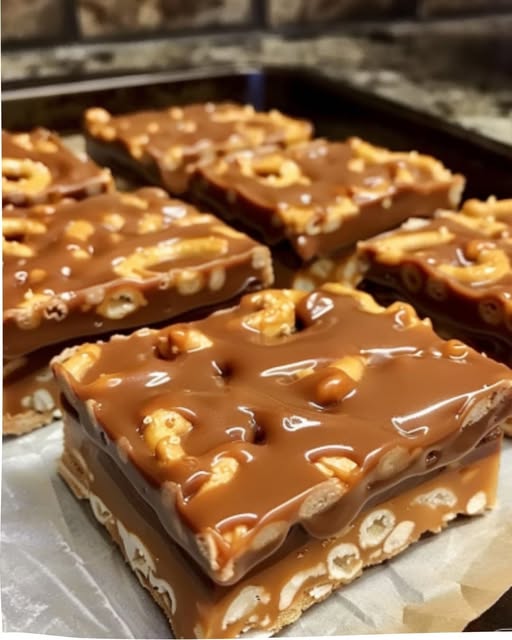 No-Bake Caramel Pretzel Crack Bars 1