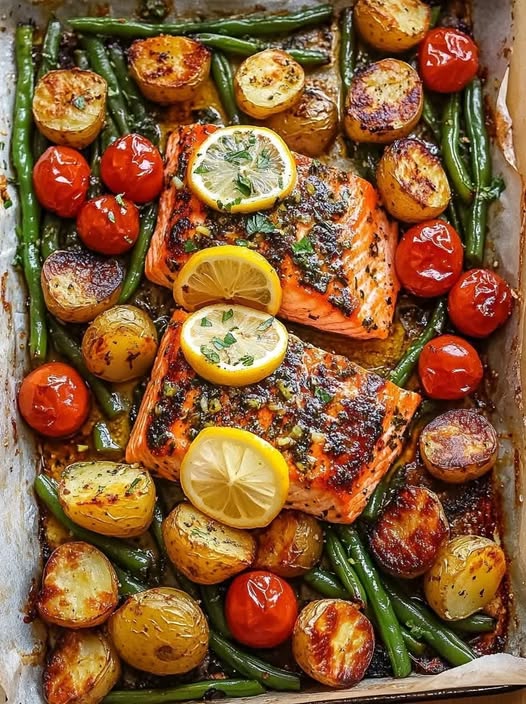 One Pan Garlic Herb Salmon and Veggies 1