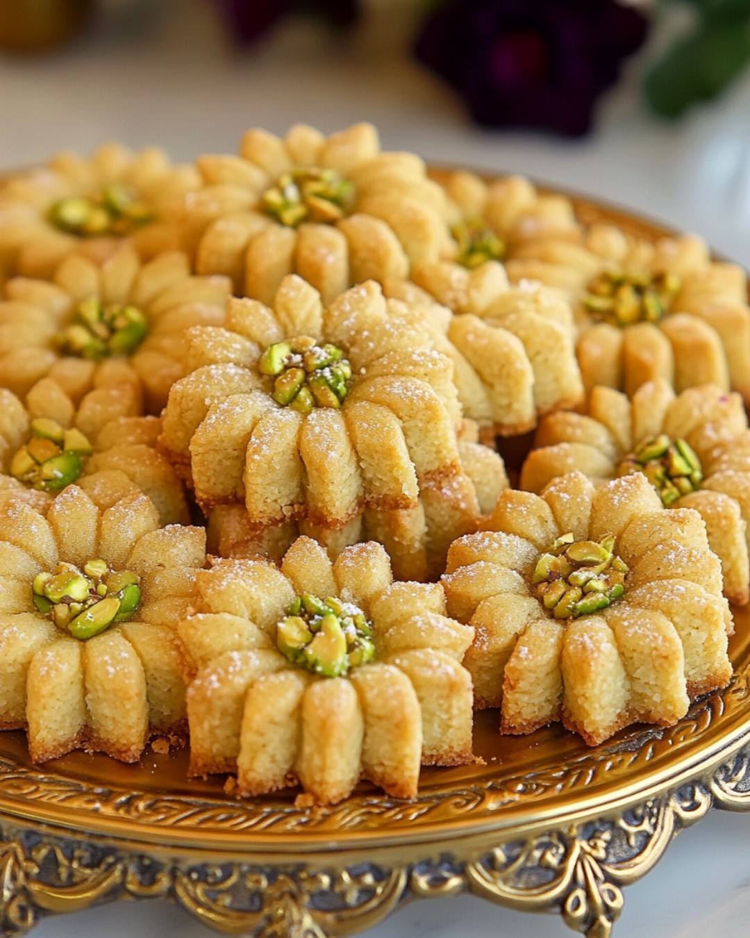Flower Pistachio Butter Cookies recipe 1