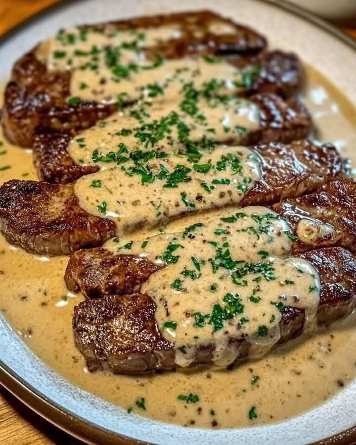 Creamy Garlic Sauce with a Juicy Steak 1
