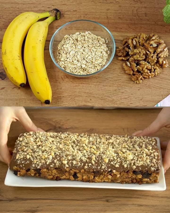 Oatmeal, Walnut, and Banana Bars with Chocolate 1 Oatmeal, Walnut, and Banana Bars with Chocolate