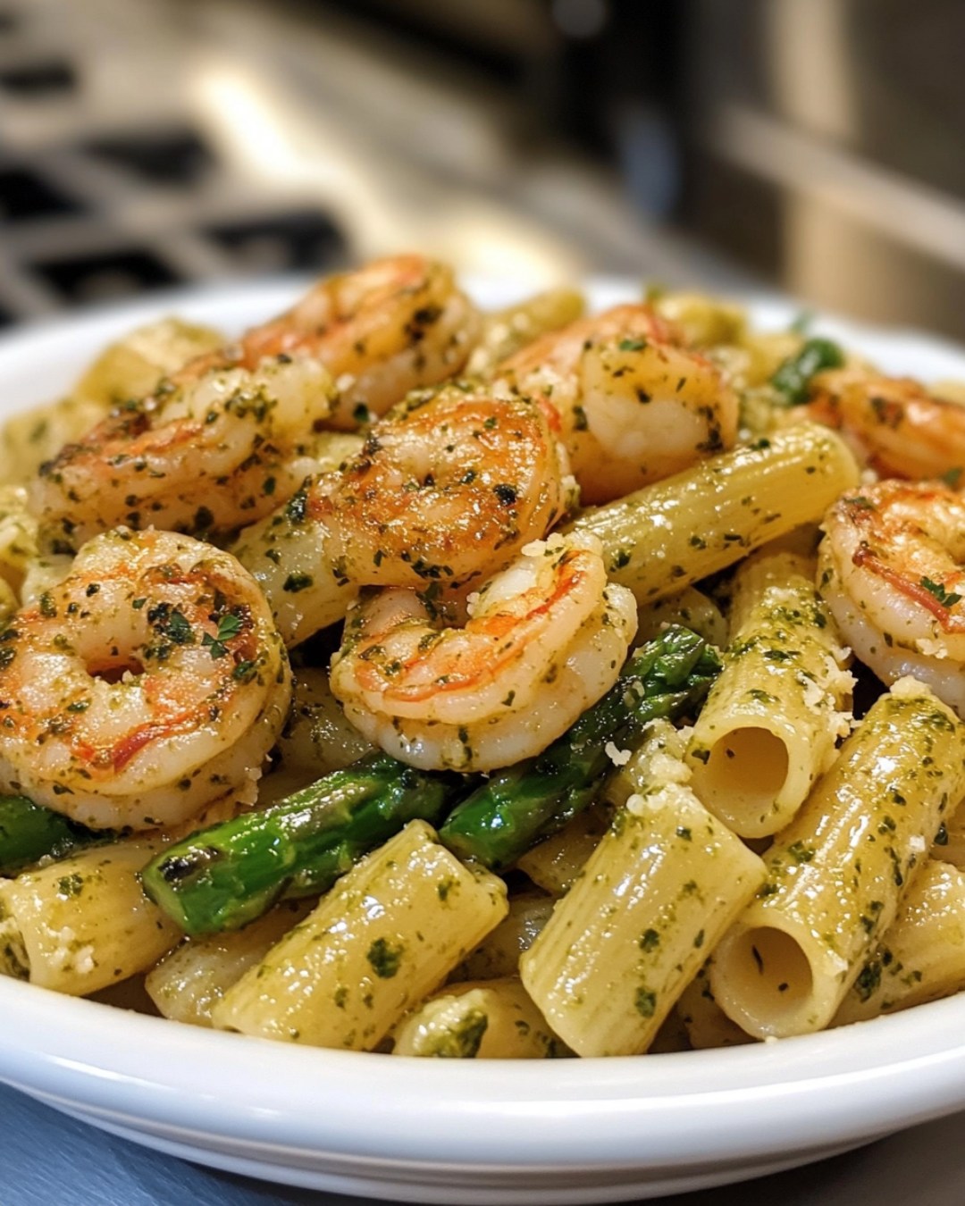 Pesto Shrimp Pasta with Asparagus recipe 1