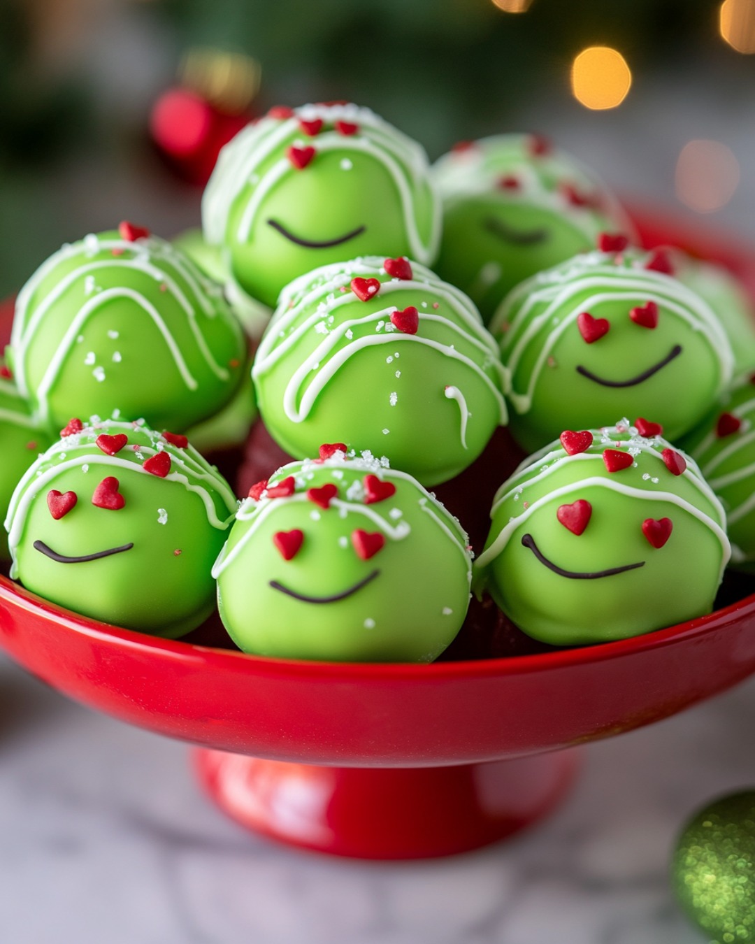 Grinch cake balls recipe  1